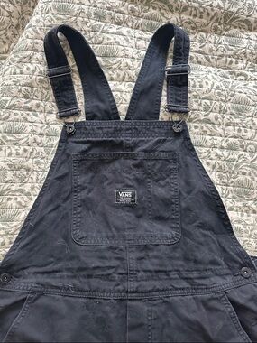 Vans Black Twill Overall Dungarees with Front Patch Pocket